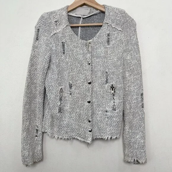 IRO Womens Size 1 Xsmall Agnete Tweed Zip Jacket - Picture 2 of 14